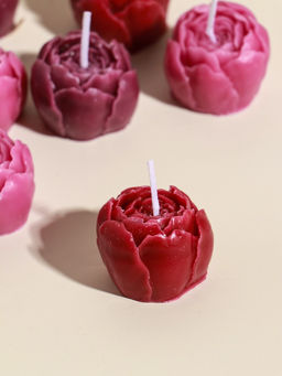 Набор свечей декоративных "Пионы" 9 шт 3,5х3,5х2,5 см розово-фиолетовые 14х14х4 см