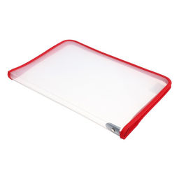 Папка пластиковая А4, 325 х 230 х 25 мм, молния вокруг, Calligrata Офис, ПМ-А4-01, 0.5 мм, прозрачная, красная