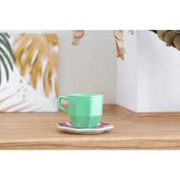 Чайная пара керамическая «Цветы»: кружка 200 мл, блюдце d=13 см