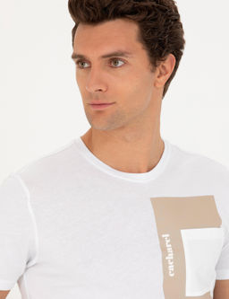 Beyaz Slim Fit Bisiklet Yaka T-Shirt