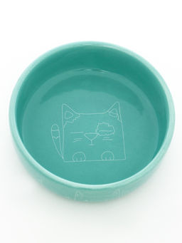 Миска керамическая Семья котов 300 мл - 13.413.44 см, бирюзовая - Пижон фото 3