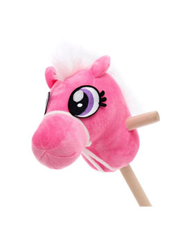 Мягкая игрушка Конь-скакун, на палке, цвет розовый