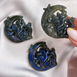 Фигурка резная Лиса "Кицунэ" из Лабрадора