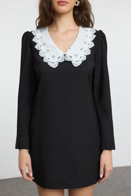 TRENDYOLMILLA Siyah A Kesim Yaka Detayl? Mini Dokuma Elbise TWOAW25EL00483  фото 3