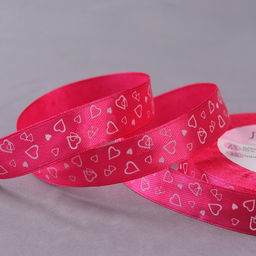Цена за 2 шт. Лента атласная Сердца, 15 мм 23 1 м, цвет малиновый №072