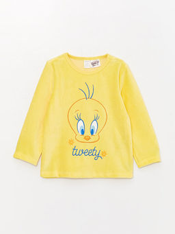 Tweety Bask?l? Kadife K?z Bebek Pijama Tak?m? - Waikiki фото 2