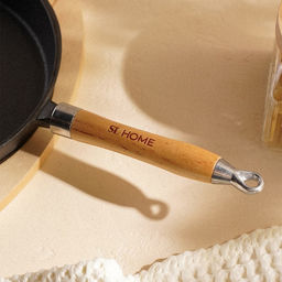 Сковорода SL Home, d=20, h=4 см, на деревянной подставке, индукция, чугун, чёрная