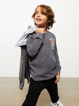 Bisiklet Yaka Star Wars Bask?l? Uzun Kollu Erkek ?ocuk Ti??rt - Waikiki фото 2