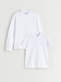 Polo Yaka Basic K?z ?ocuk Ti??rt 2li