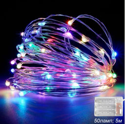 Гирлянда светодиодная нить 5 м 50 LED / GN29 /уп 200/разноцветный - Галеонтрейд фото 2