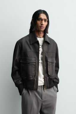 LIMITED EDITION CROPPED LEATHER JACKET - Zara фото 2