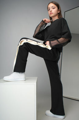 Брюки для девочки с заклепками из футера Happyfox