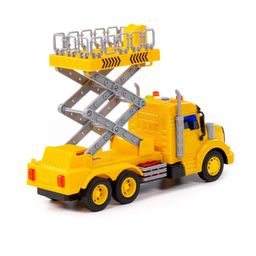 Профи, автомобиль с подъёмником инерционный (со светом и звуком) (жёлтый) (в коробке) - Полесье фото 5