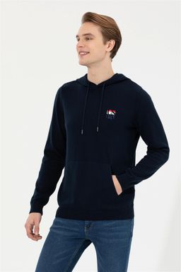 U. S. Polo Assn Мужской темно-синий трикотажный свитер с капюшоном