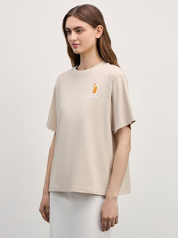 Хлопковая футболка оверсайз с принтом / Zarina фото 4