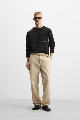 SWEATER WITH CONTRASTING STRIP