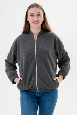 Бомбер из коттон фита антрацит - Амадэль фото 4