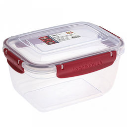 Контейнер для продуктов пластмассовый Мастер 1,8л, глубокий, прямоугольный, с клипсами, воздухонепроницаемый (герметичный), съемный силиконовый уплотнитель, подходит для СВЧ, цвета микс (Россия)