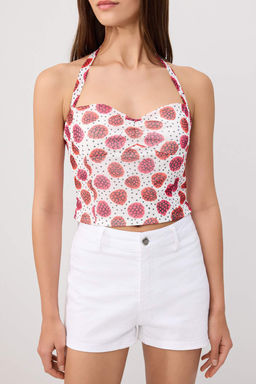 _ok Renkli Fitted/V_cuda Oturan Boyundan Ba_lamal_ Kolsuz Crop/K_sa T_l _rme Bluz TWOSS26BZ00963