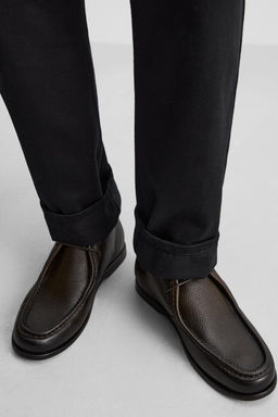 LEATHER MOC TOE BOOTS - Zara фото 3