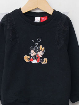 Bisiklet Yaka Uzun Kol Minnie ve Mickey Mouse Bask?l? K?z Bebek Sweatshirt - Waikiki фото 3