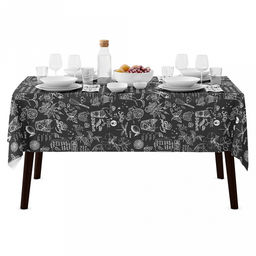 Скатерть 200х145см "Версаль" графит, длина стола до 160см, на 6-8 персон, рогожка 186г/м2, хлопок 100%, упаковка классическая 28х41см, "Домашняя мода" (Россия)