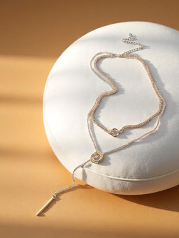 Кулон на цепочке «Двойное кольцо», многоярусный, цвет золото