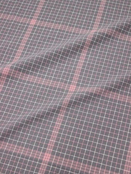 Вареный (стираный) хлопок Клетка (цв.пыльная роза/белый) на сером, ш.2.5м, хл-100%, 115гр/м.кв
