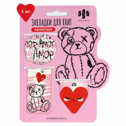 Набор закладок магнитных для книг арт. 70070 / 100 АМОР (3 шт. в наборе, размер 39x42; 27x75; 44x44
