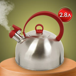 Чайник нерж. сталь, 2.8 л, со свистком, зеркальн., ручка с покр., нейлон, Daniks, индукция GS-04003  фото 8