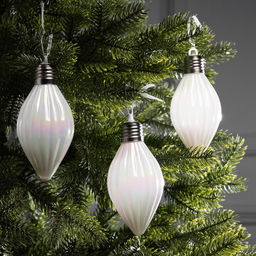 Набор ёлочных шаров Снежное сияние, 3 шт, d=8 см, 3 LED, от батареек AG139, свечение тёплое белое - Luazon lighting фото 2