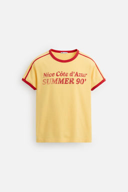 SLOGAN T-SHIRT WITH CONTRAST RIB - Zara фото 8