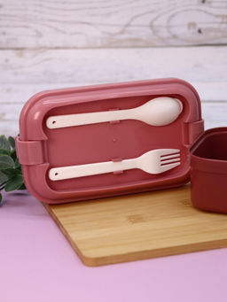 Ланчбокс "Wonderful life", pink (ложка+вилка), 800 мл