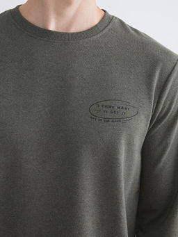 Bisiklet Yaka Bask?l? Erkek Sweatshirt