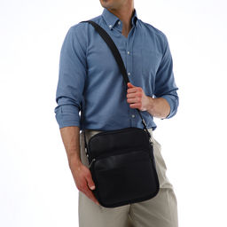 Сумка кросс-боди мужская TEXTURA, на молнии, 2 наружных кармана, 25×9×29 см, чёрная