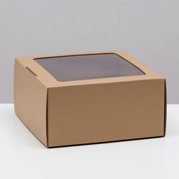 Цена за 5 шт. Коробка самосборная, с окном, крафт, бурая, 23 х 23 х 12 см