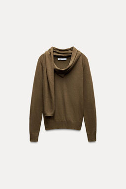 PLAIN KNIT SCARF SWEATER - Zara фото 6