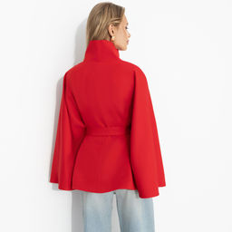 Жакет‑кейп на подкладе, Дикое притяжение (с поясом, красный) - Charutti фото 5