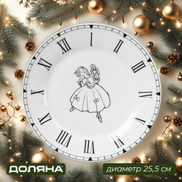 Тарелка новогодняя Доляна «Волшебная сказка», d=25.2 см, фарфор, белая