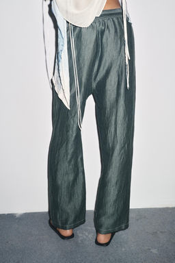 LINEN BLEND TROUSERS WITH CONTRAST STITCHING - Zara фото 11
