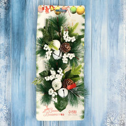 Ёлочные игрушки 2 шт. Зимнее волшебство. Еловая композиция пластик, белые колокольчики, шишки, 99 см фото 3