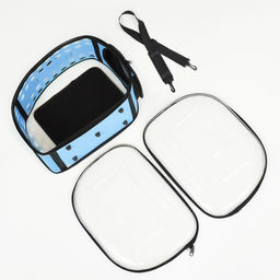 Переноска для животных прозрачная, 42*32*28 см, голубая - Пижон фото 14