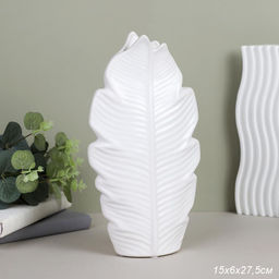 Ваза Листок 27,5 см / 58553-2W /уп 24/белая