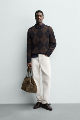 WOOL BLEND ARGYLE JACQUARD JUMPER