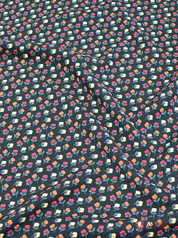 Штапель Премиум Цветные тюльпанчики на темно-зеленом, ш.1.43м, вискоза-100%, 120гр/м.кв - Купава фото 2