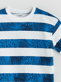 Bisiklet Yaka ?izgili Penye Erkek ?ocuk Ti??rt