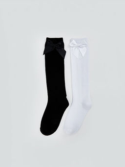 Fiyonk Detayl? K?z ?ocuk Diz Alt? ?orap 2li