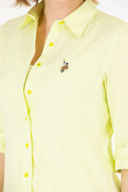 Женская неоново-желтая базовая рубашка с длинным рукавом Неожиданная скидка в корзине - U.s. polo assn фото 7
