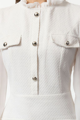 Ekru Duz K?sa / Mini Dokuma Elbise TWOAW25EL00257