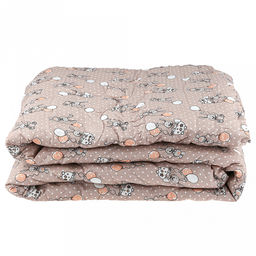 Одеяло детское Зайчишки беж 110х145см, теплое, наполнитель 300г/м2 - файбер высшего сорта, чехол бязь Комфорт 121г/м2 (хлопок 100%), стеганое, упаковка Компакт пакет ПВХ, еврослот, д25х55см/1кг, Домашняя мода (Россия)  фото 3